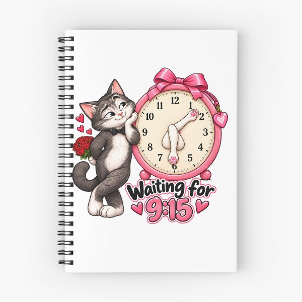 Item preview, Waiting for 9:15 – Funny Romantic Cat Clock designed and sold by TinyWeird.