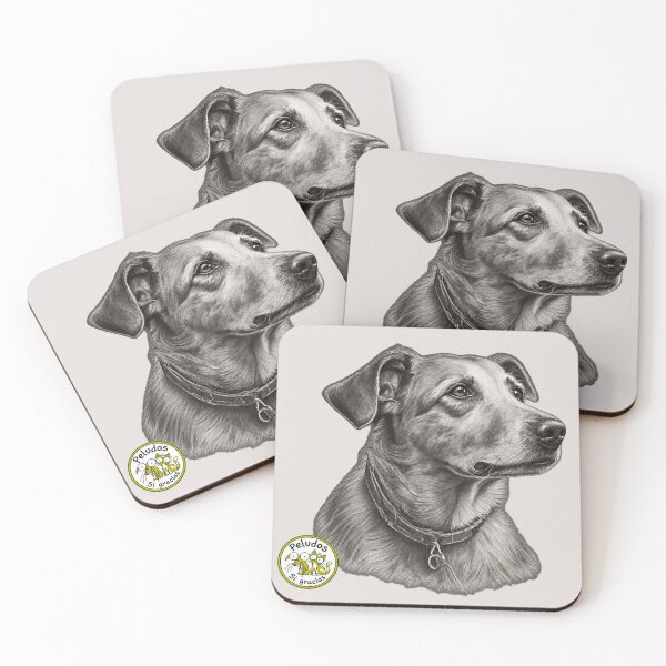 Item preview, Charcoal-style portrait of a cinnamon-colored mixed-breed dog designed and sold by Peludos, Sí gracias.