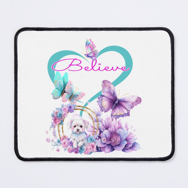 Item preview, Believe – Cute Puppy, Butterflies & Pastel Flowers designed and sold by EvaKlein68.