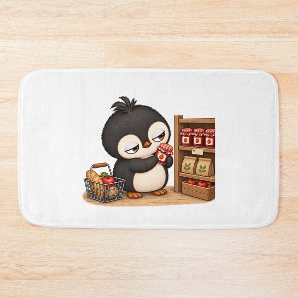 Item preview, Taro the Penguin Shopping for Strawberry Jam | Cute Grocery Penguin Art designed and sold by MrDev.