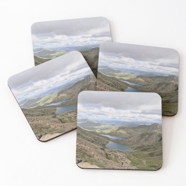 Item preview, Snowdon Mountain View with Twin Lakes and Hikers – Wales designed and sold by GeorgyCrafts.