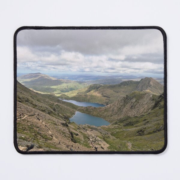 Item preview, Snowdon Mountain View with Twin Lakes and Hikers – Wales designed and sold by GeorgyCrafts.
