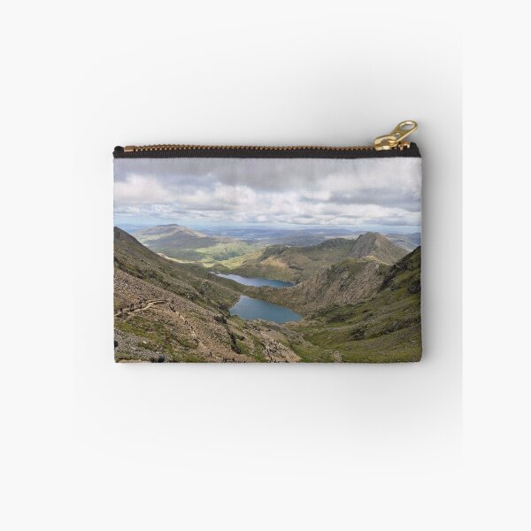 Item preview, Snowdon Mountain View with Twin Lakes and Hikers – Wales designed and sold by GeorgyCrafts.