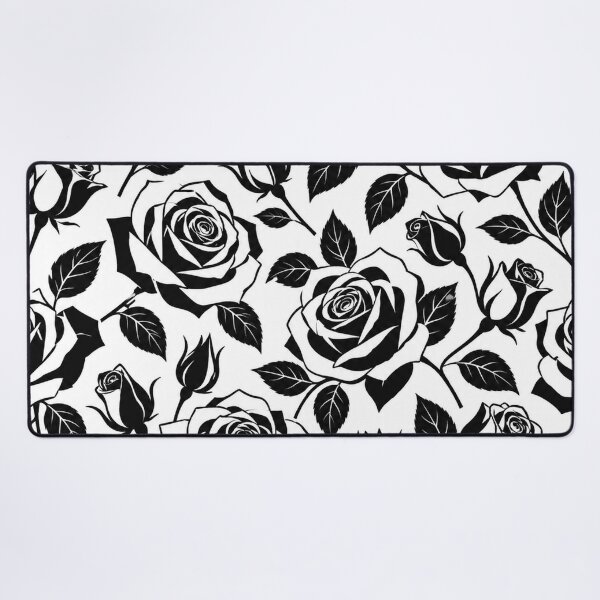 Item preview, Black and White Rose Pattern – Modern Monochrome Floral designed and sold by Flower Magic .