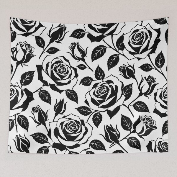 Item preview, Black and White Rose Pattern – Modern Monochrome Floral designed and sold by Flower Magic .