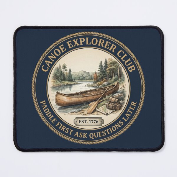 Item preview, Canoe Explorer Club Paddle First Ask Questions Later Badge designed and sold by CalmCapy Co.