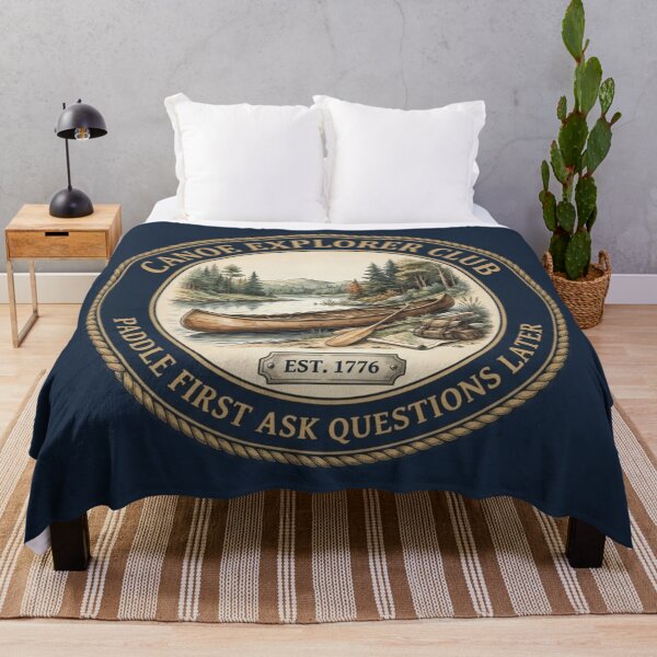 Item preview, Canoe Explorer Club Paddle First Ask Questions Later Badge designed and sold by CalmCapy Co.