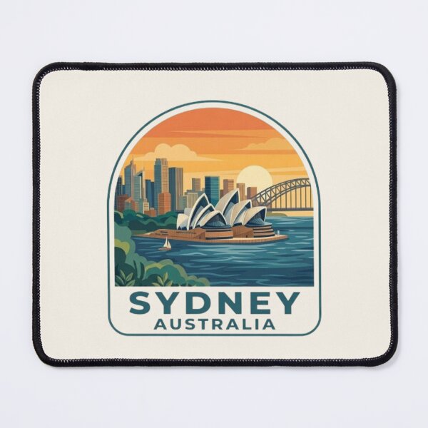 Item preview, Sydney Australia Retro Travel Sticker Badge Vintage Skyline Sunset Design designed and sold by Travel Souvenirs 30.