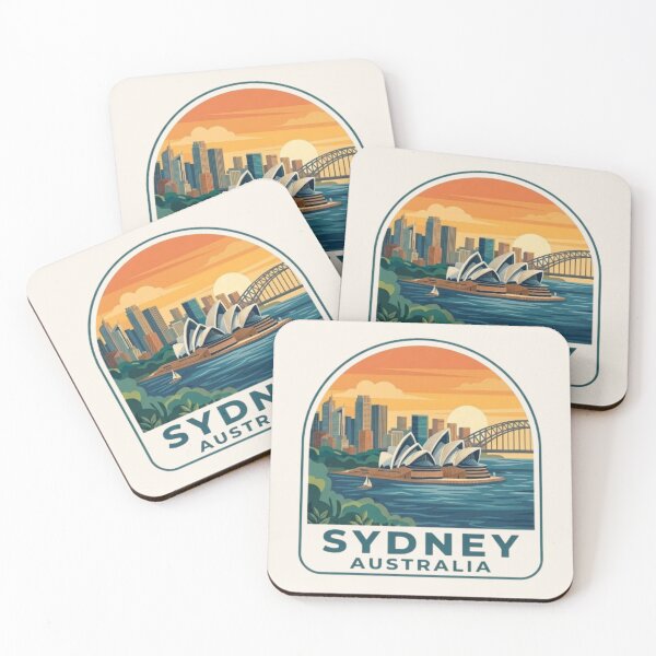 Item preview, Sydney Australia Retro Travel Sticker Badge Vintage Skyline Sunset Design designed and sold by Travel Souvenirs 30.
