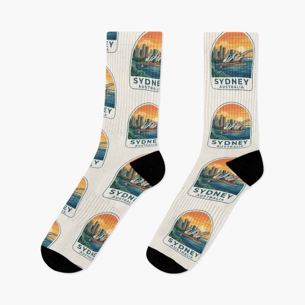 Artikelvorschau, Retro-Reiseaufkleber für Sydney, Australien, Vintage-Skyline-Sonnenuntergangsdesign entworfen und verkauft von Travel Souvenirs 30.