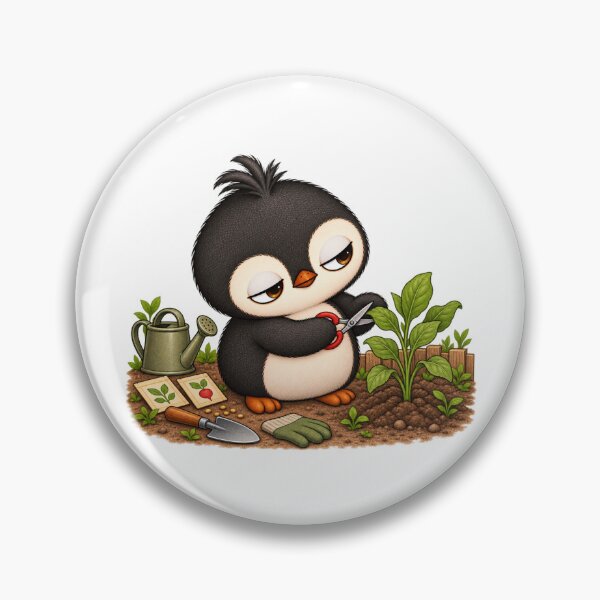 Artikelvorschau, Taro the Penguin Gardening | Cute Penguin Planting Vegetables Garden Art entworfen und verkauft von MrDev.