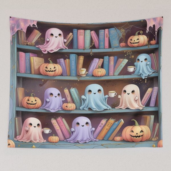 Item preview, Kawaii Ghosts in a Haunted Library designed and sold by BriSher.