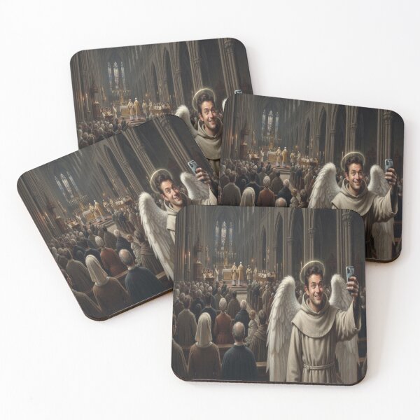 Item preview, Funny Angel Monk Taking Selfie in Cathedral Historical Art designed and sold by AfresStudio.
