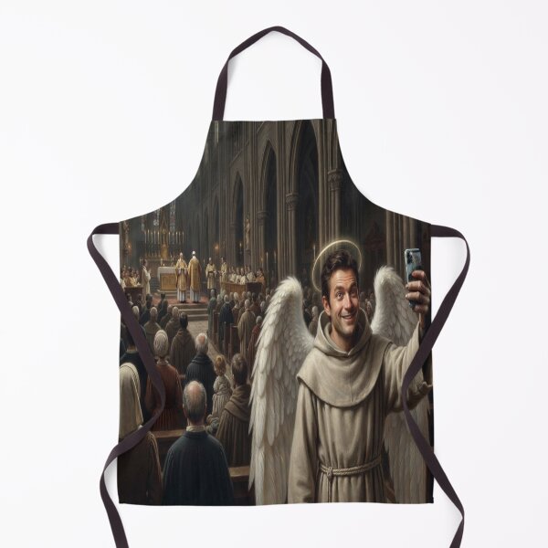 Item preview, Funny Angel Monk Taking Selfie in Cathedral Historical Art designed and sold by AfresStudio.