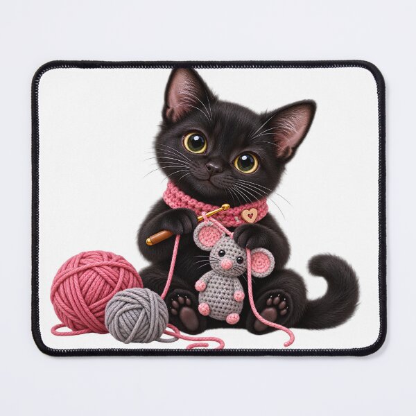 Item preview, Black Cat loves Crochet, Cat and Mouse designed and sold by DelightfulUK.