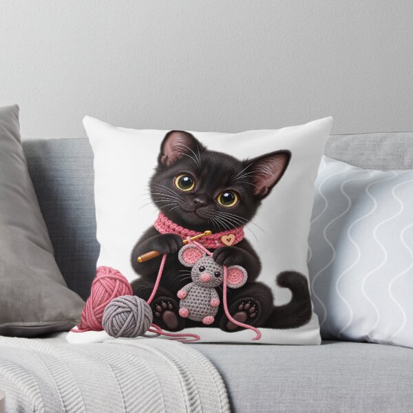 Item preview, Black Cat loves Crochet, Cat and Mouse designed and sold by DelightfulUK.