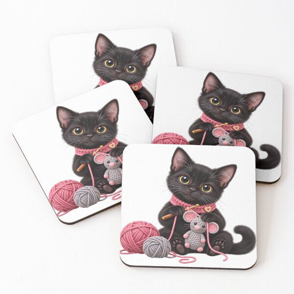 Item preview, Black Cat loves Crochet, Cat and Mouse designed and sold by DelightfulUK.