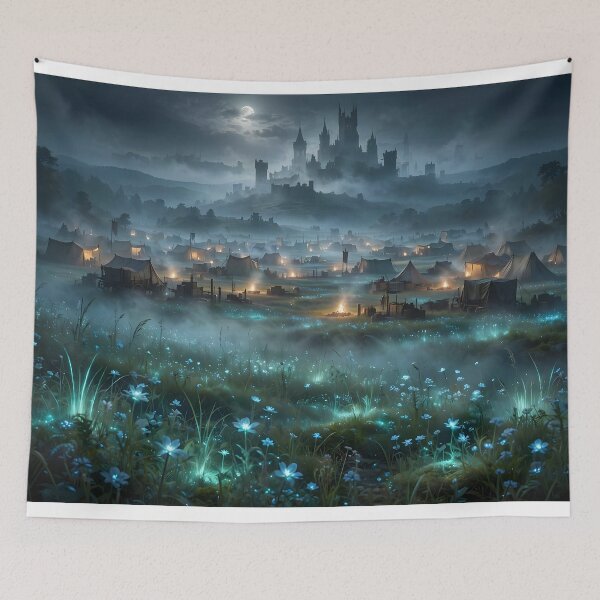 Item preview, Army Camped in Bioluminescent Field Outside the Castle designed and sold by Fanta-sticky.