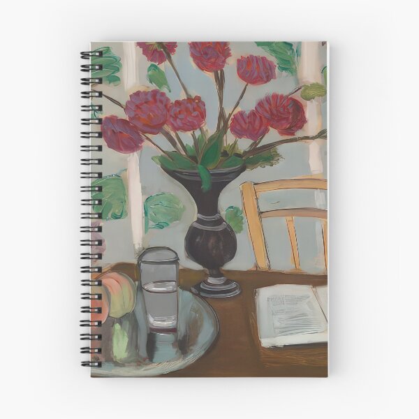 Item preview, Still life bouquet of dahlias and white book 1923 designed and sold by VeilOfPigments.