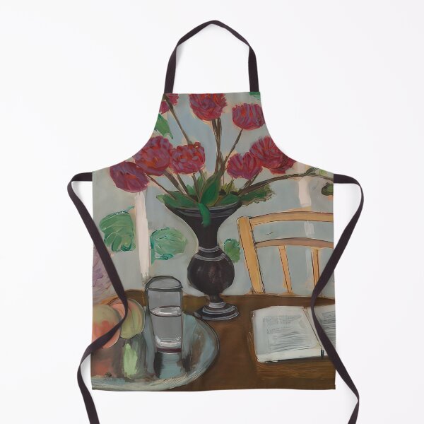 Item preview, Still life bouquet of dahlias and white book 1923 designed and sold by VeilOfPigments.