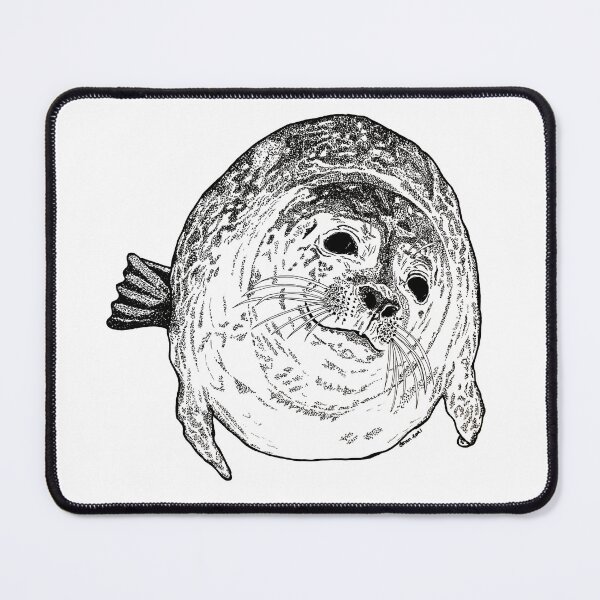 Item preview, Harbour Seal Underwater – Hand-Drawn Pen and Ink Art, no AI designed and sold by schandorffdk.