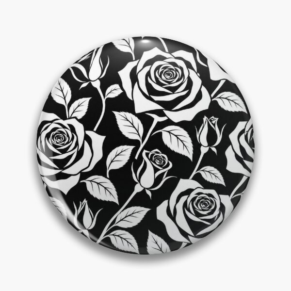 Item preview, White Roses on Black – Modern Gothic Floral Pattern designed and sold by Flower Magic .