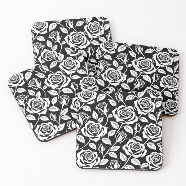 Item preview, White Roses on Black – Modern Gothic Floral Pattern designed and sold by Flower Magic .