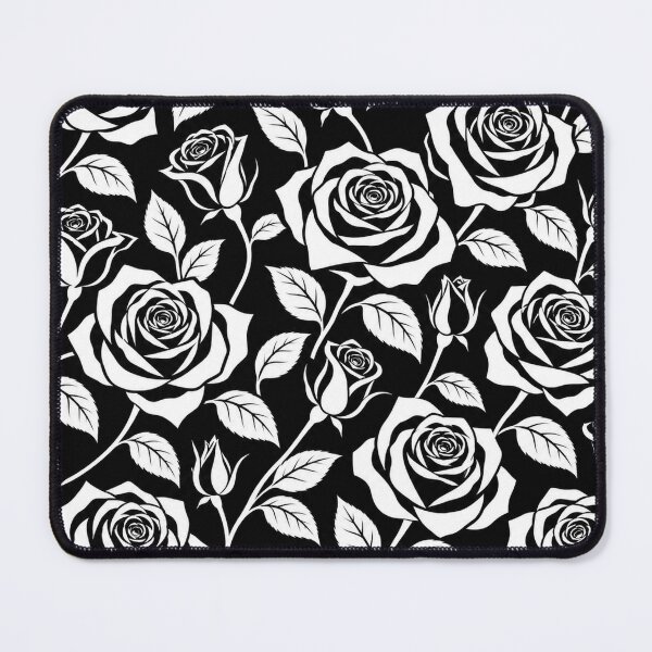Item preview, White Roses on Black – Modern Gothic Floral Pattern designed and sold by Flower Magic .