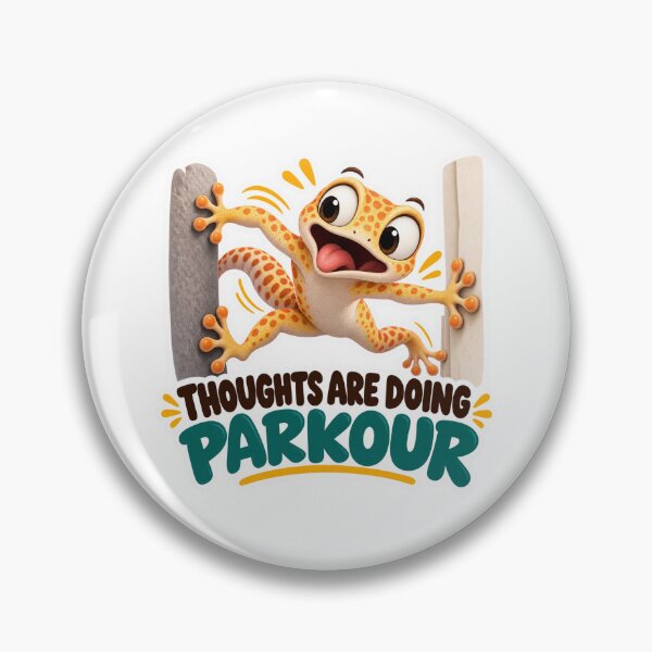 Item preview, Thoughts Are Doing Parkour – Funny Gecko Overthinking Humor Sticker designed and sold by biomood.
