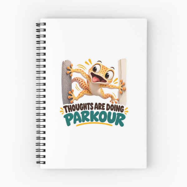 Item preview, Thoughts Are Doing Parkour – Funny Gecko Overthinking Humor Sticker designed and sold by biomood.