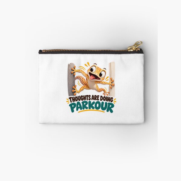 Item preview, Thoughts Are Doing Parkour – Funny Gecko Overthinking Humor Sticker designed and sold by biomood.