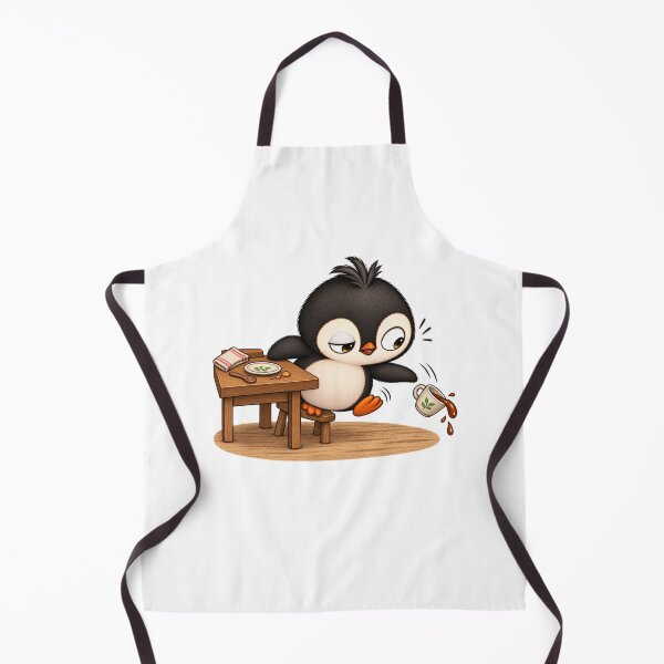 Artikelvorschau, Taro the Penguin Spilling Coffee | Funny Clumsy Penguin Coffee Art entworfen und verkauft von MrDev.