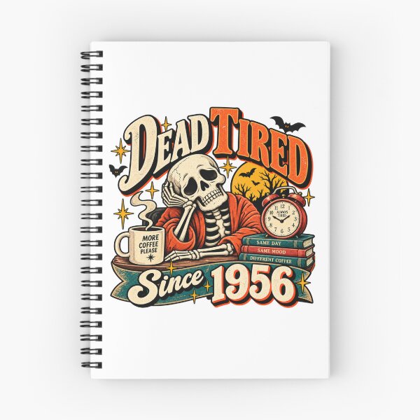 Item preview, Dead Tired Since 1956 – Funny Retro Skeleton Coffee Halloween Design  Subtitle: designed and sold by justsuestudio.