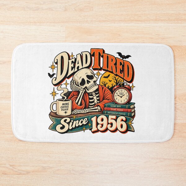Item preview, Dead Tired Since 1956 – Funny Retro Skeleton Coffee Halloween Design  Subtitle: designed and sold by justsuestudio.