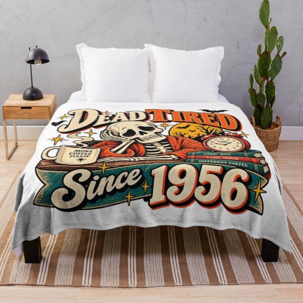 Item preview, Dead Tired Since 1956 – Funny Retro Skeleton Coffee Halloween Design  Subtitle: designed and sold by justsuestudio.