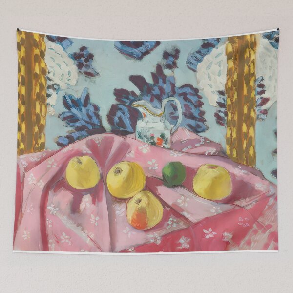 Item preview, Still life with apples on a pink tablecloth 1924 designed and sold by VeilOfPigments.