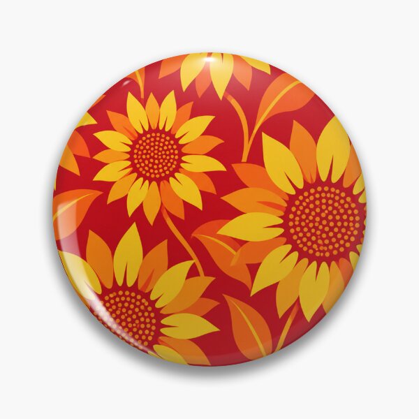 Item preview, Retro Sunflower Pattern – Red Orange & Yellow Floral designed and sold by Flower Magic .