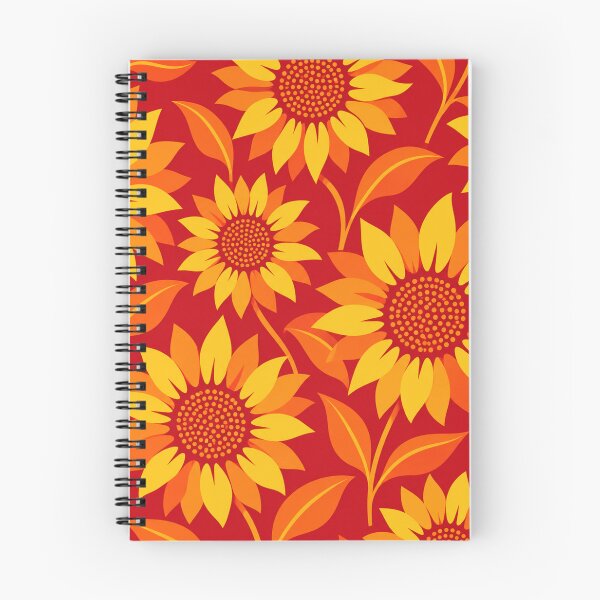 Item preview, Retro Sunflower Pattern – Red Orange & Yellow Floral designed and sold by Flower Magic .