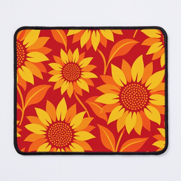 Item preview, Retro Sunflower Pattern – Red Orange & Yellow Floral designed and sold by Flower Magic .