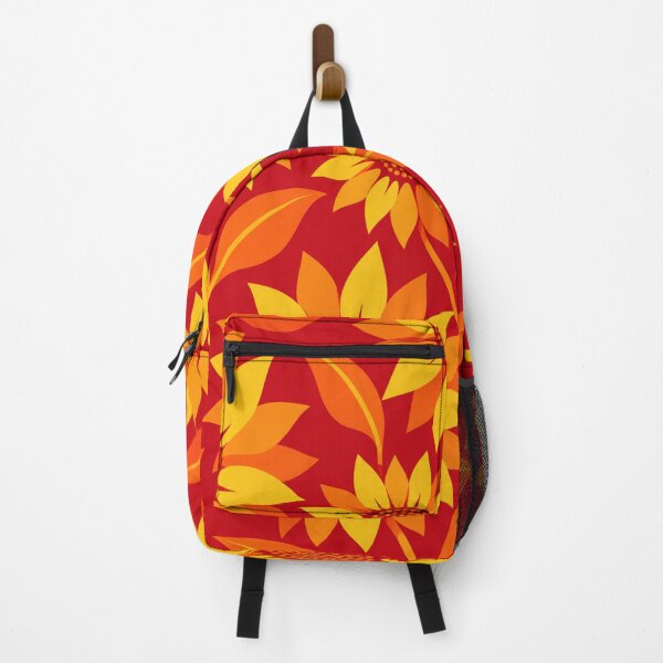 Item preview, Retro Sunflower Pattern – Red Orange & Yellow Floral designed and sold by Flower Magic .