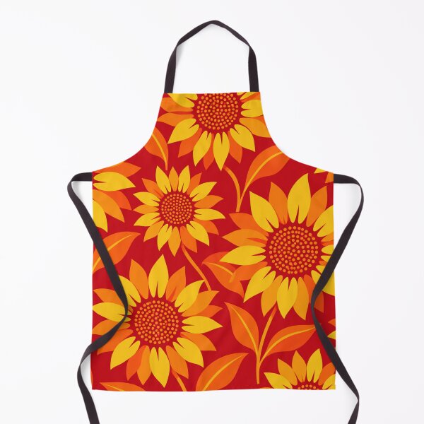 Item preview, Retro Sunflower Pattern – Red Orange & Yellow Floral designed and sold by Flower Magic .