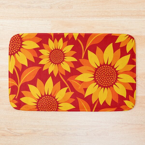 Item preview, Retro Sunflower Pattern – Red Orange & Yellow Floral designed and sold by Flower Magic .