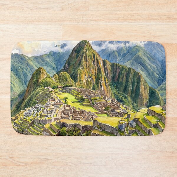 Item preview, Machu Picchu Watercolor Mountain Landscape designed and sold by StudioDWS.