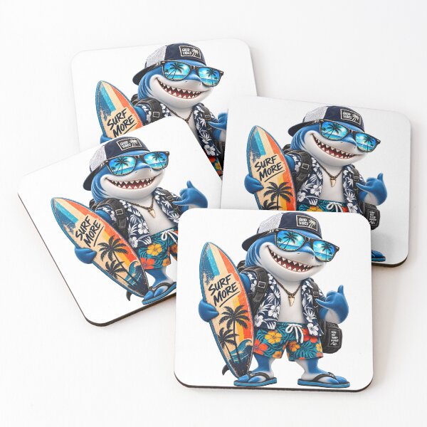 Item preview, Cool Shark Surfing Tropical Beach Vibes designed and sold by Nixora.