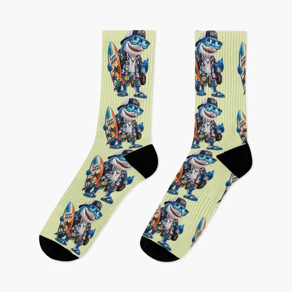 Item preview, Cool Shark Surfing Tropical Beach Vibes designed and sold by Nixora.