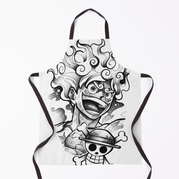 Item preview, Luffy Gear 5 & Straw Hat Jolly Roger – One Piece Black & White Art designed and sold by frantuliuss.