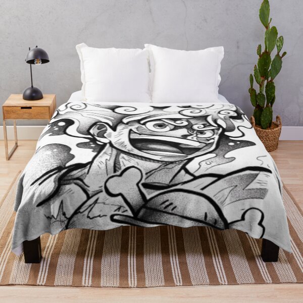 Item preview, Luffy Gear 5 & Straw Hat Jolly Roger – One Piece Black & White Art designed and sold by frantuliuss.