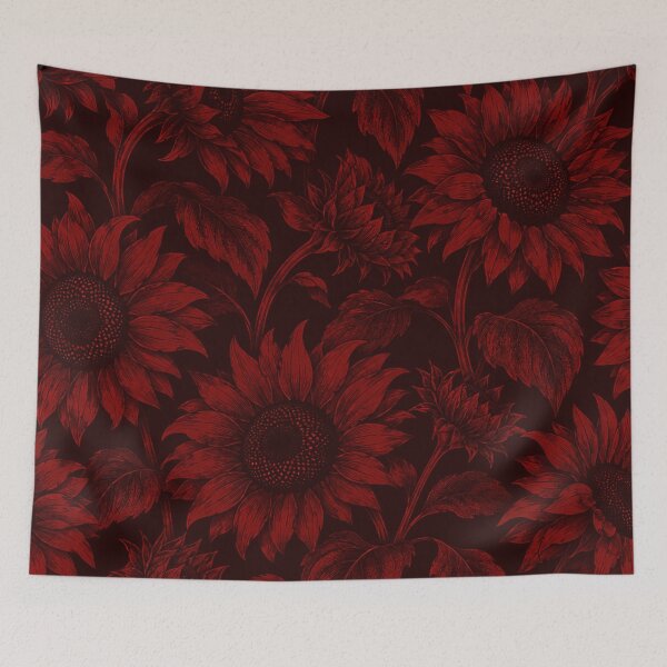 Item preview, Crimson Sunflowers – Vintage Red Botanical Pattern designed and sold by Flower Magic .