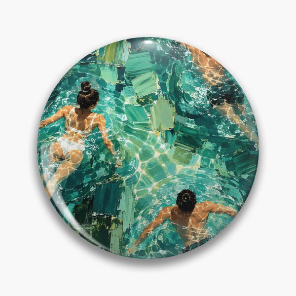 Item preview, Abstract Swimmers Turquoise Water Contemporary Swimming Art designed and sold by IRON SIREN.