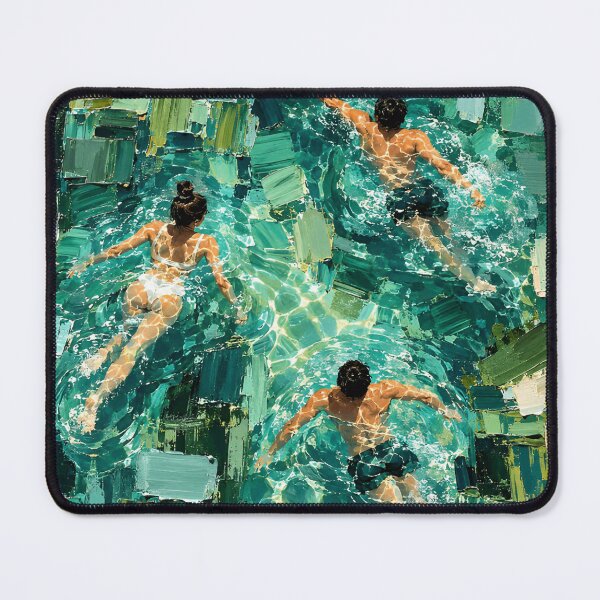 Item preview, Abstract Swimmers Turquoise Water Contemporary Swimming Art designed and sold by IRON SIREN.